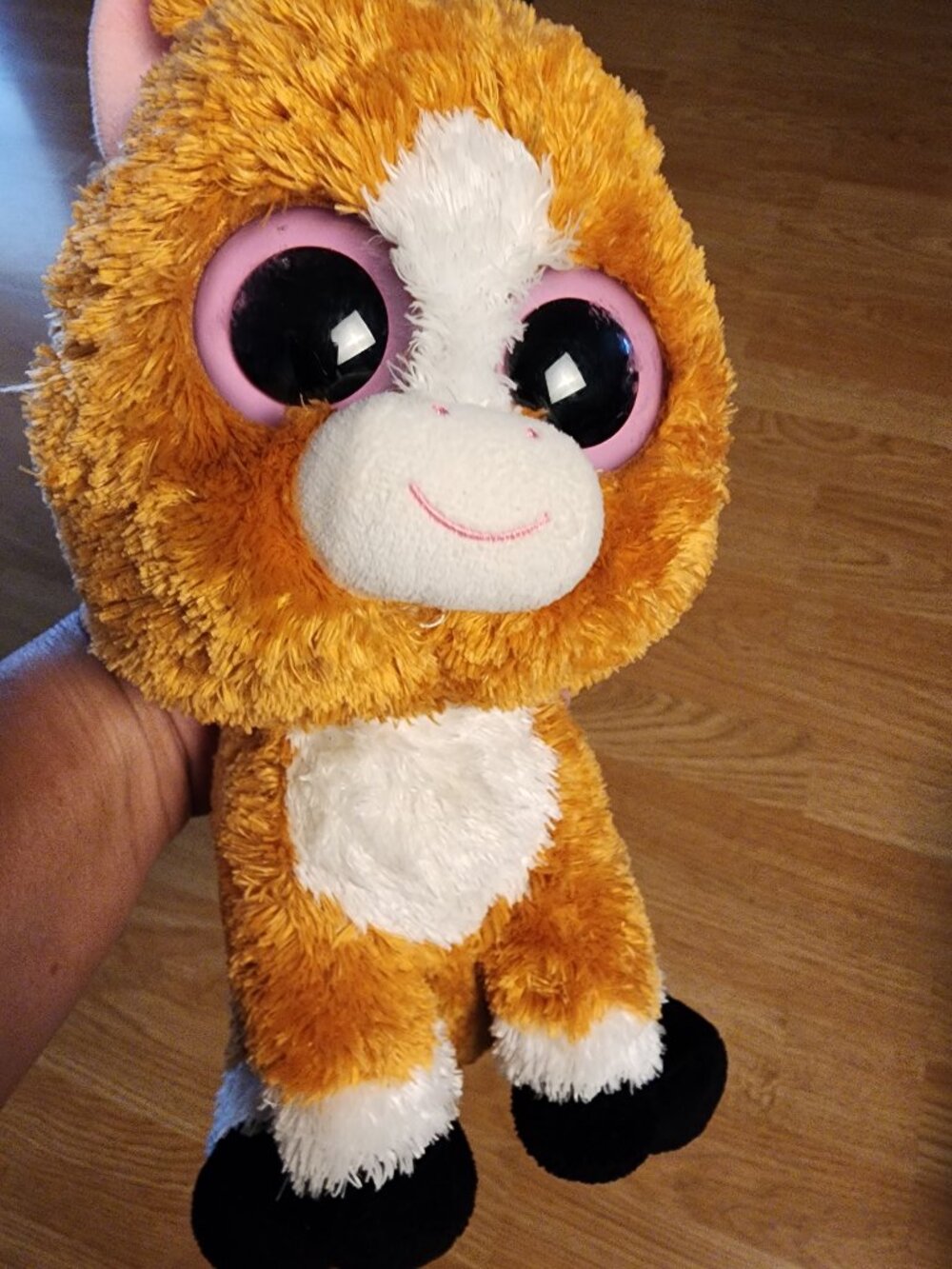 2012 Ty Beanie Boos DAKOTA the Horse Pony Plush w/ Solid Pink Eyes